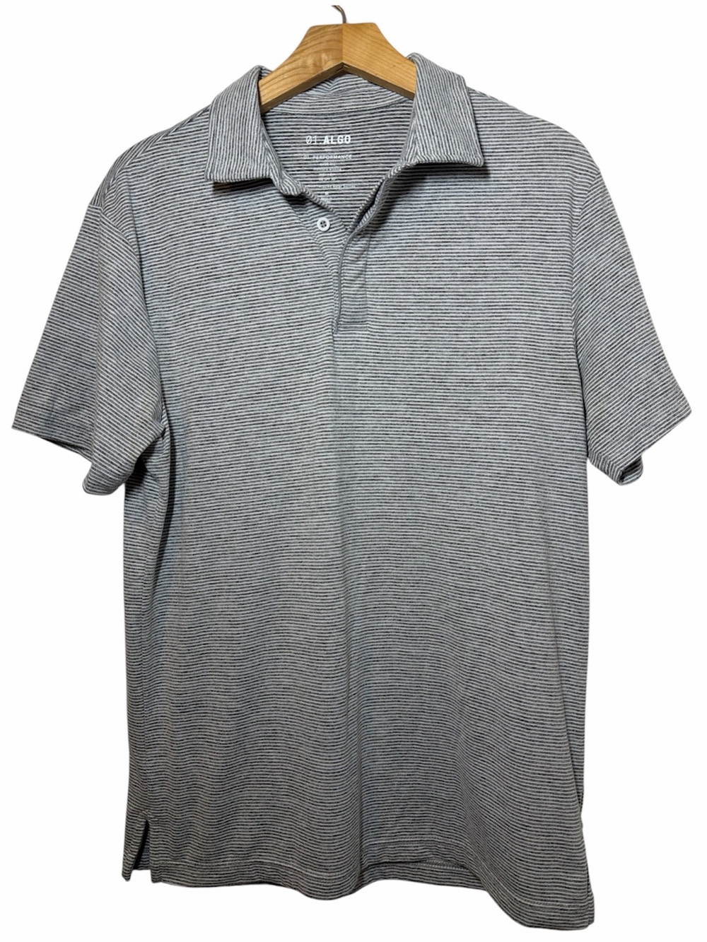 0.1Algo Performance Men's Gray Striped Polo Shirt